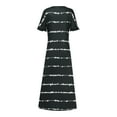 thumbnail image 3 of Sakmal Striped Plus Size Dresses for Curvy Women Maxi Dresses Black Casual V-Neck Short Sleeve Dresses for Ladies, 3 of 9
