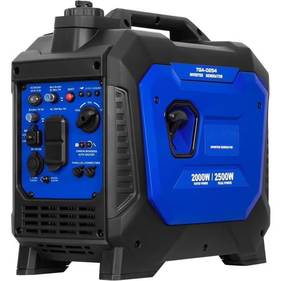 HYKOLITY 2500W Portable Generator Quiet Gas Inverter CO Detect 120V AC 12V DC Dual USB Parallel Ready Outdoor Camping Home Emergency Backup