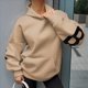 thumbnail image 4 of Sudaderas con Capucha de Moda para Mujer, Sudaderas Holgadas de Gran Tamaño, Camisetas de Larga, Corte Holgado. Caqui M, 4 of 7