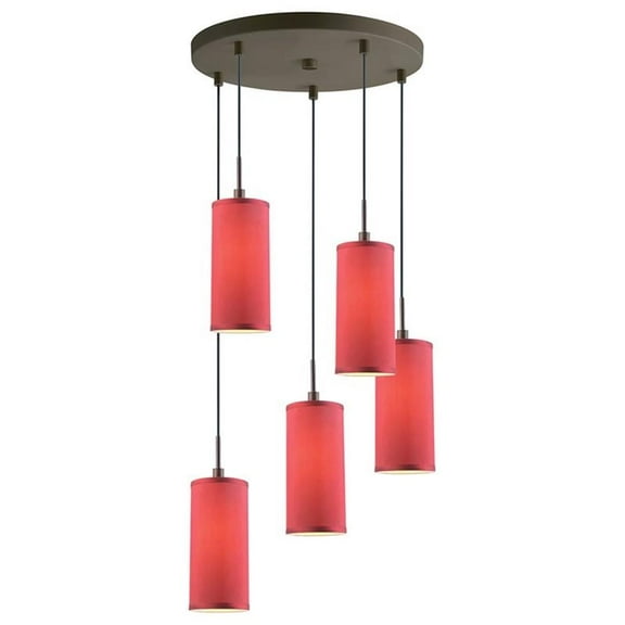 Woodbridge Lighting Sypta Stevens 5-Light Fabric Cluster Pendant in Bronze