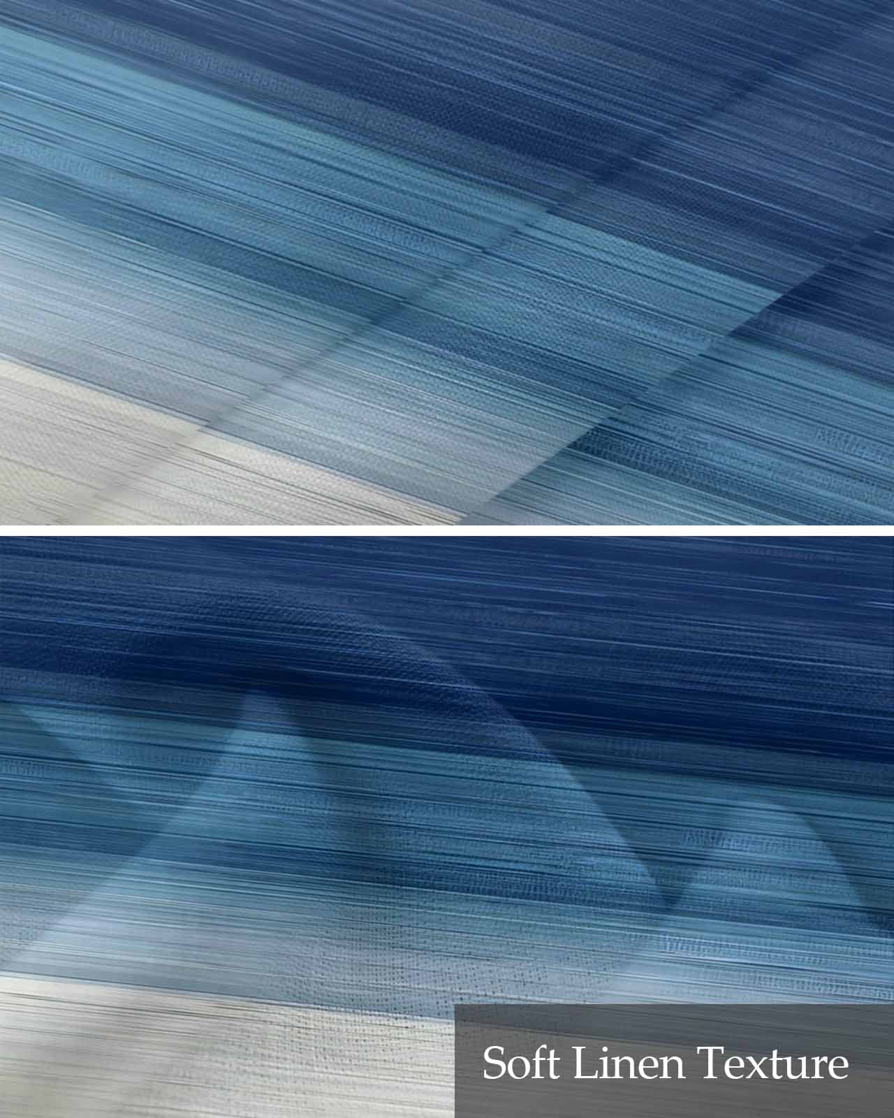 Navy Blue Striped Kitchen Valances for Windows Farmhouse Linen Window Valance Curtain for Living Room Window Treatment Modern Abstract Art Farmhouse Stripe Valance Rod Pocket Topper, 42 x 18 Inch