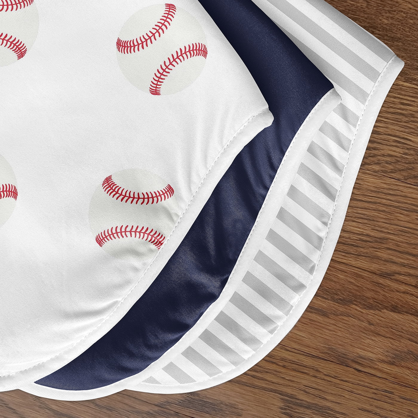 Sweet Jojo Designs Baseball Patch White Blue and Grey Absorbent Burp Cloths 3 Piece Set