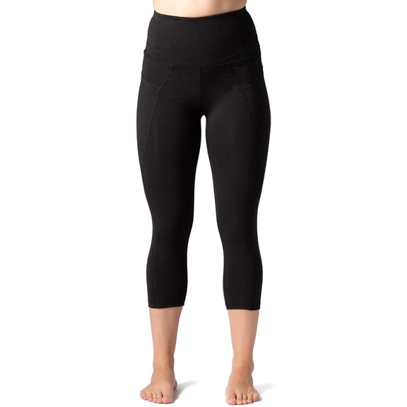 Fishers Finery Womens Ecofabric Active Yoga High Waist Workout Capri; Cotton & Modal Blend (Black, L)