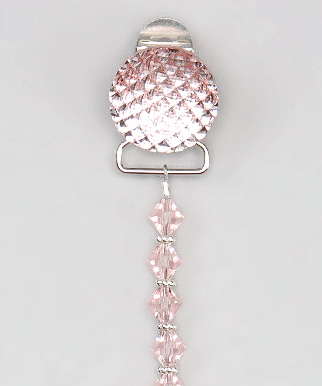 Quilted Swarovski Crystal with Swarovski Crystals and Sterling Silver Daisy Spacers Pacifier Clip