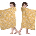 thumbnail image 4 of Yellow Daisy Flower Retro Pattern Hooded Bath Towel，60"x35" for Ages 3 To 12 Kids, Quick Dry Lightweight Soft Microfiber Hood Beach Towel Cover Up for Kids, 4 of 7