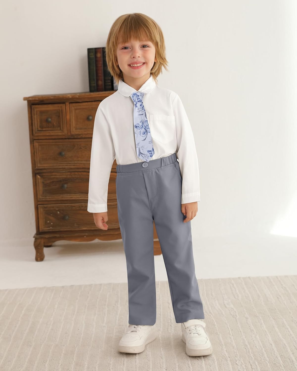 SANMIO Toddler Boy Suit Baby Boy Church Clothes Formal Dress Baptism Outfit Sets Shirt+Tie+Vest+Pants Kids Tuxedo 1-5T Boys Wedding Clothes