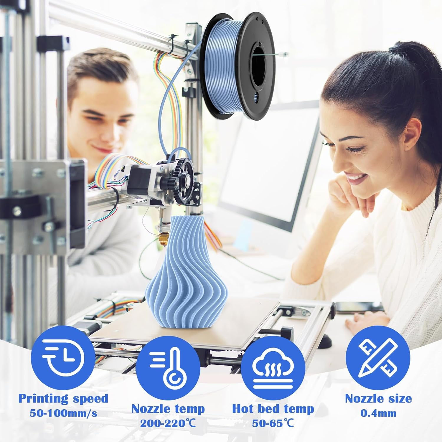 PLA 3D Printer Filament Bundle, PLA 3D Printing Filament 1.75mm Pack, 250g X 4 Spools Pack 3D Printer Filament, Compatible with Most FDM Printer and 3D Pen, Navy Blue