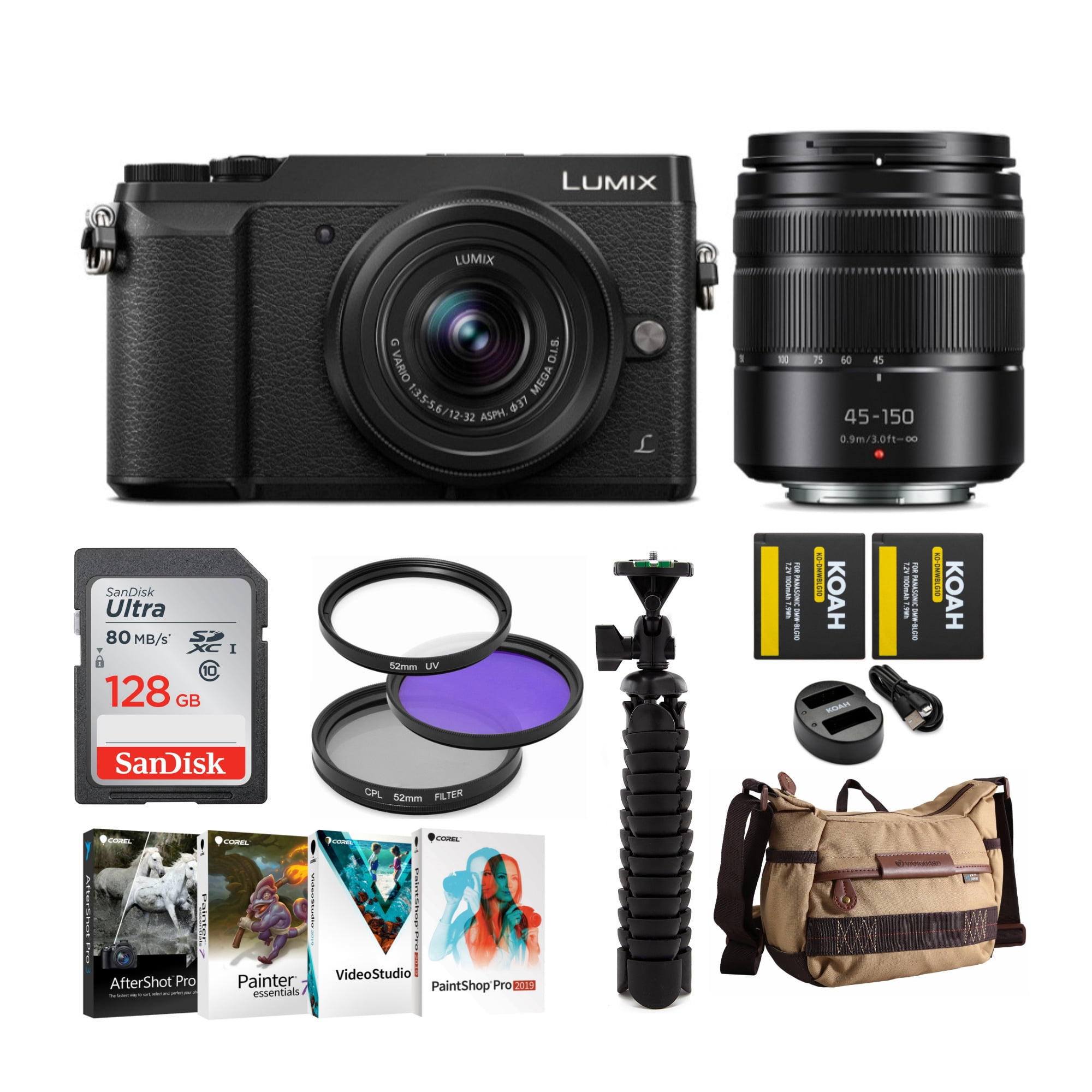 Panasonic Lumix GX85 4K Camera w/ 12-32mm & 45-150mm Lenses & Accessory Bundle - Walmart.com 