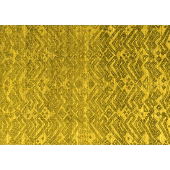 Ahgly Company Indoor Rectangle Abstract Yellow Modern Area Rugs, 5' x 7'