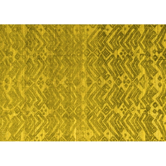Ahgly Company Machine Washable Indoor Rectangle Abstract Yellow Modern Area Rugs, 3' x 5'