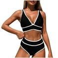 thumbnail image 2 of Gufahion Bikini Set for Women 2 Piece Swimsuits V Neck Bathing Suit High Waisted Swimwear, L, 2 of 4