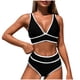 thumbnail image 2 of Traje de baño para mujer, traje de baño de color liso con cuello en V para mujer, bañador tipo bikini dividido, traje de baño para mujer, 2 of 4