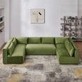 thumbnail image 4 of Glenmont Mid Century Modern Modular Olive Green Velvet Comfy Sectional Couch, 4 of 7