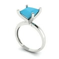 thumbnail image 2 of 3 ct Princess Cut Simulated Turquoise Solitaire 18K White Gold Womens Engagement Ring, 2 of 5