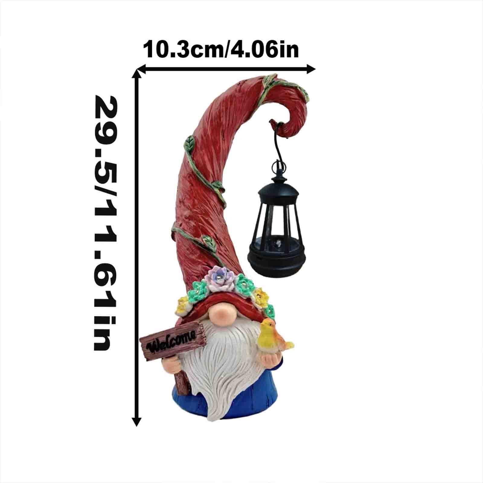 Vggrvlo Gnome Garden Decor Statue Solar Gnomes Decorations for Yard with Lantern Light Outdoor Decorations for Patio Best Christmas Gift