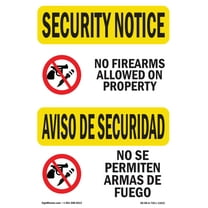 OSHA SECURITY NOTICE Sign - No Guns Allowed Bilingual | Plastic Sign | Protect Your Business, Construction Site, Warehouse & Shop Area | Made in the USA
