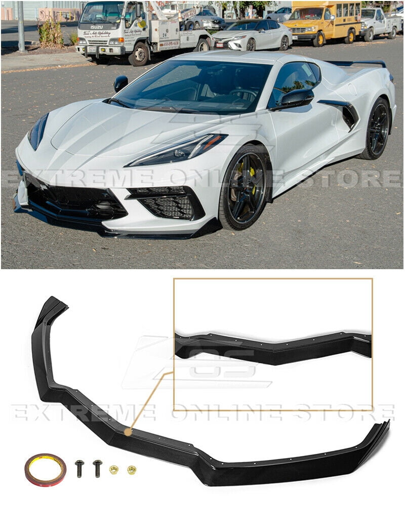 ABS Plastic - Hydro-Dipped Carbon Extreme Online Store Replacement for 2020-Present Chevrolet Corvette C8 GM 5VM Style Front Bumper Lower Lip Splitter 