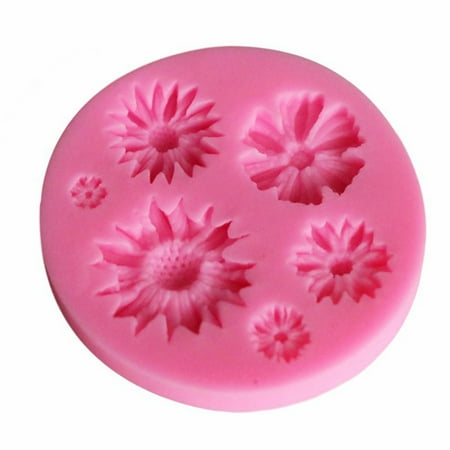 Silicone Sunflower Mold Safe DIY Cake Chocolate Fondant Decoration Moulds Baking Tools Pink