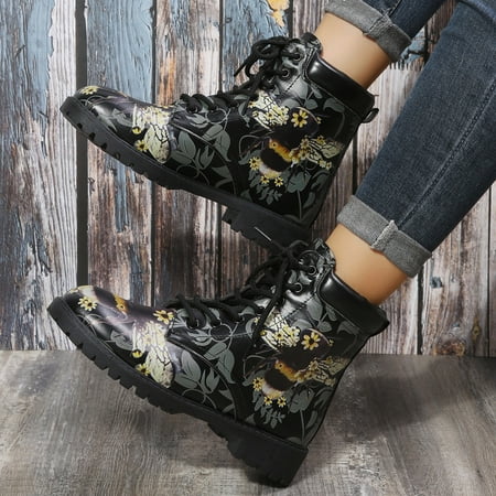 

Gubotare Womens Boots Ankle Autumn Winter High Heeled Women Boots Belt Buckle Tassel Boots Fashion Boots Black 7