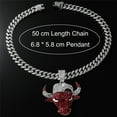 thumbnail image 3 of Hip Hop Cuban Chains Red Bull Head Pendant Necklace With 13mm Miami Cuban Chain Iced Out Bling HipHop Necklaces Fashion Jewelry, 3 of 7