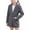 Gray, variant on Girls Lapel Long Sleeve Blazer Jacket, Solid Mid-Length Suit Coat with Detachable Chain Waist Belt, Casual Dressy Outerwear for All Seasons