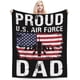 thumbnail image 1 of Manta de franela con la bandera de EE. UU., orgullosa de ser papá de la Fuerza Aérea de EE. UU., para sofá, silla, cama, 80 x 60 pulgadas, suave y acogedora, 1 of 8