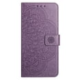 thumbnail image 2 of for iPhone 17 Floral Embossed Wallet Flip Case, with Card Slots Wrist Strap Kickstand Shockproof Full Body Protection Fashion Magnetic Closure Phone Cover for iPhone 17, Purple, 2 of 6