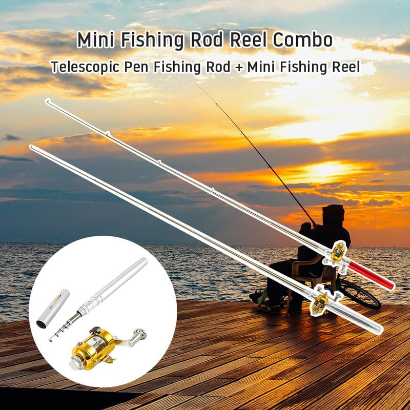 Telescopic Mini Portable Pocket Fish Pen Aluminum Alloy Fishing Rod Pole+Reel 