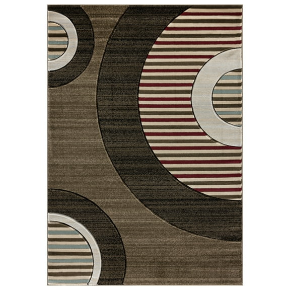 MDA Home Glamour Brown/Burgundy Geometric Polypropylene Area Rug - 8'1" x 10'5"