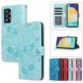 thumbnail image 2 of Case for Samsung A53 5G Wallet Case for Women Card Holder Butterfly Embossed Clover Rose Flower Flip PU Leather Magnetic Phone Cover Kickstand Lanyard for Samsung Galaxy A53 5G, green, 2 of 8