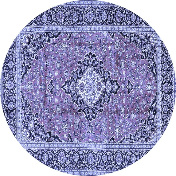 Ahgly Company Machine Washable Indoor Round Persian Blue Traditional Area Rugs, 8' Round