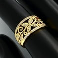 thumbnail image 2 of Gold Plated Wide Hollow Flower Butterfly Ring Cocktail Statement Anniversary Rings for Women Girlfriend CR098 (Gold, Size 9), 2 of 6