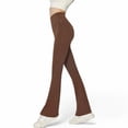 thumbnail image 4 of Women's High-Waist Flared Leggings with Stretch Fabric and Contoured Fit - Large, Brown, 4 of 6