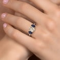 thumbnail image 4 of Gem Stone King 925 Silver and 10K Yellow Gold Peach Morganite and Blue Sapphire and Lab Grown Diamond Engagement Ring for Women | 2.77 Cttw | Oval 9X7MM | October Birthstone | Size 8, 4 of 6