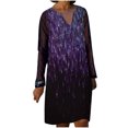 thumbnail image 1 of EQWLJWE Robe pour Femmes à Paillettes Décontractée Manches Longues en Maille Gaze Imprimée Col en V Ample Mi-Longue Mini Robe, 1 of 5