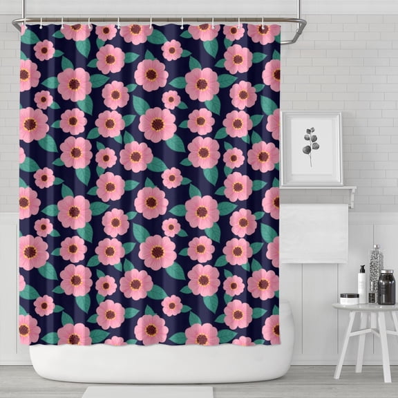 Pioneer Flower Floral Print Pattern Shower Curtain 84"x72", Bathroom Decorative Shower Curtain Set with 12 Hooks, Waterproof Washable