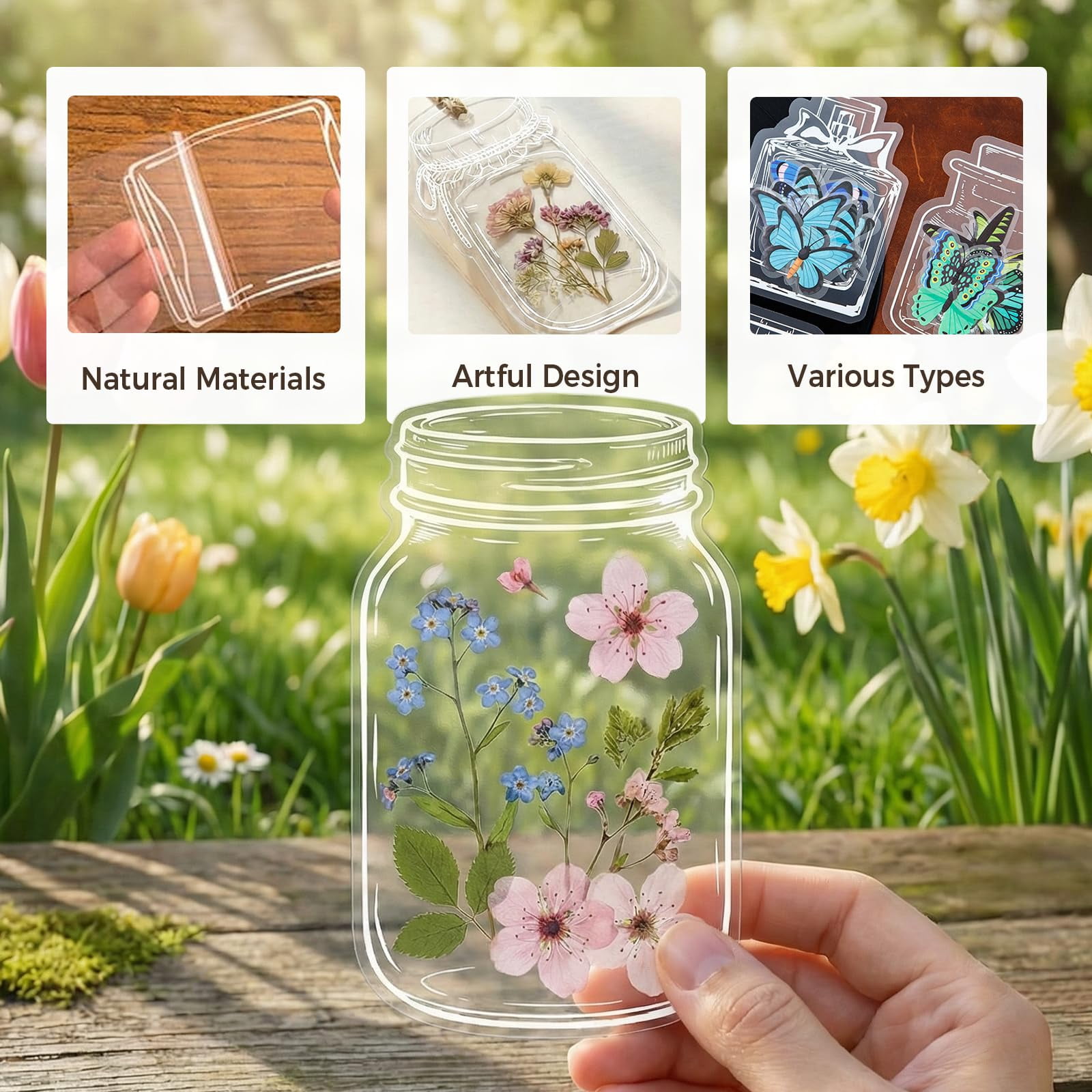 Clear Bookmark Holder Kit for Pressed Flowers, Transparent DIY Bookmark Sleeve Set for Flower Display and Book Page Marker