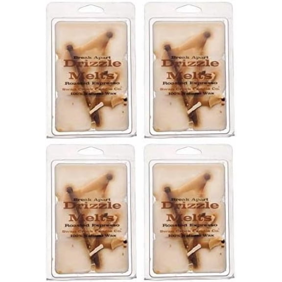 Swan Creek Roasted Espresso 5.25oz Drizzle Melts 4-Pack | Soy Wax Melts Herbal Fragrance for The Home | Coffee Scented Break Apart Soybean Wax | Made in The USA$$Home Decor, Kitchen, & Other
