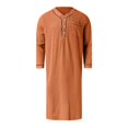 thumbnail image 5 of XDZJLR Men Shirts Muslim Arabia Long Sleeve Pocket Loose Robe Solid Pocket Tops, 5 of 5