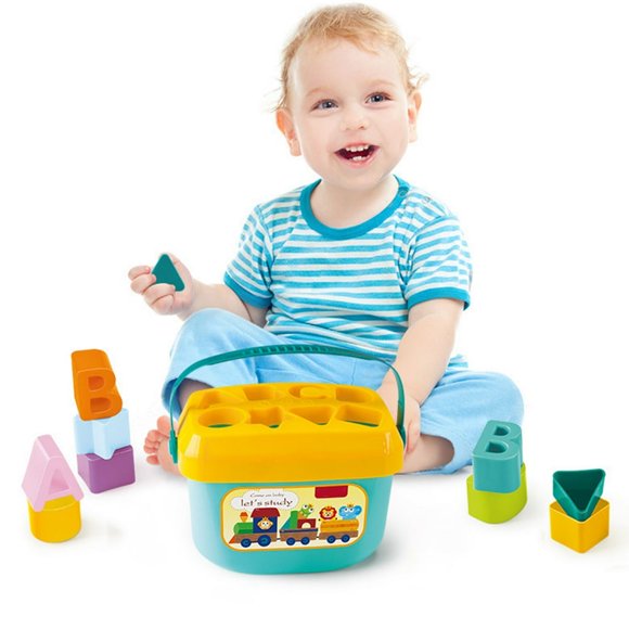 MesaSe Shape Sorting Toys Plastic Shape Blocks Toys Baby Blocks Building Shape Sorting Toy Box with Colorful Shapes Blocks Educational Shape Sorter Toys for Baby Infant Kids