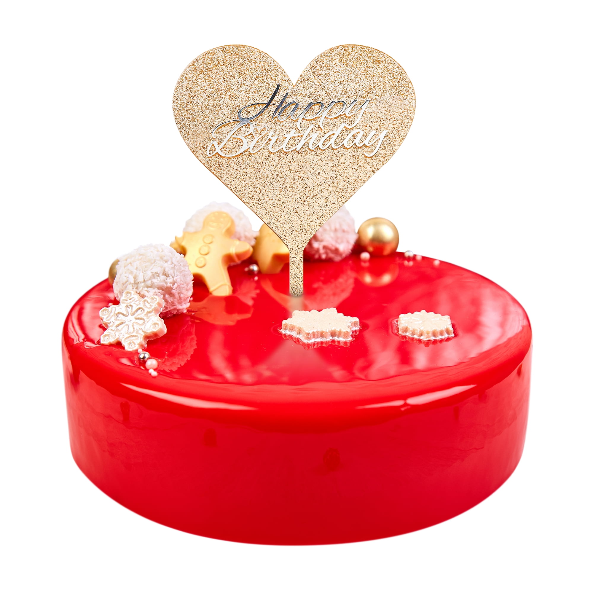 Tially Happy Birthday Cake Topper Heart, Gold Glitter Birthday Cake Decoration, 8.2 inch