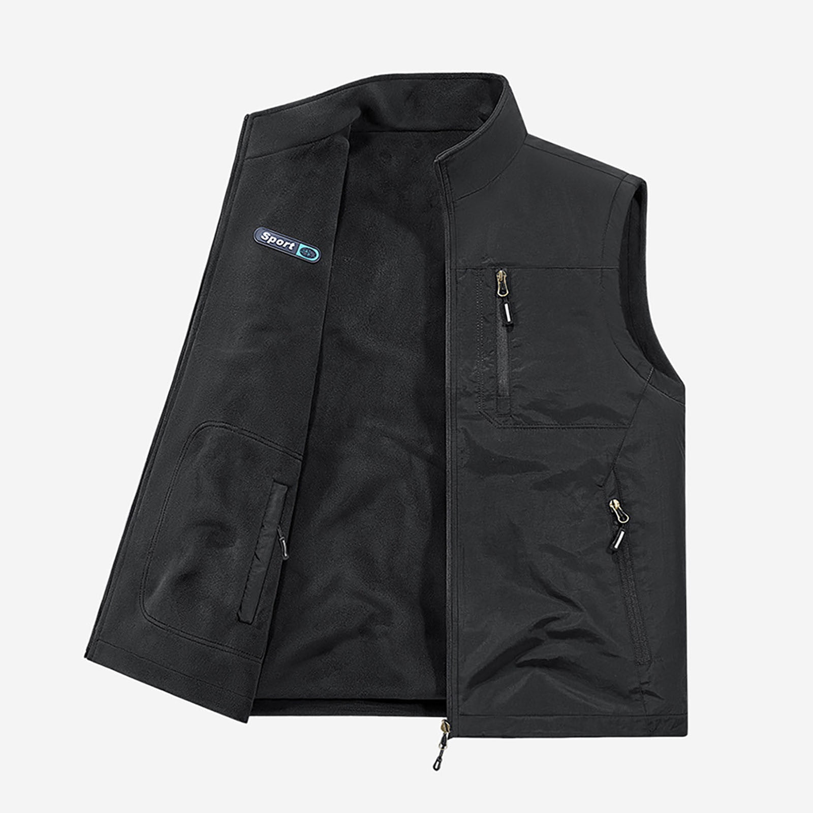 Men's Lightweight Vest Sleeveless Outdoor Work Jacket for Travel Hiking Running Black XXXL