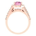 thumbnail image 4 of 2.32 ct Brilliant Round Cut Pink Zircon 18K Rose Gold Halo Solitaire with Accents Engagement Bridal Wedding Ring Band Set size 5.75, 4 of 7
