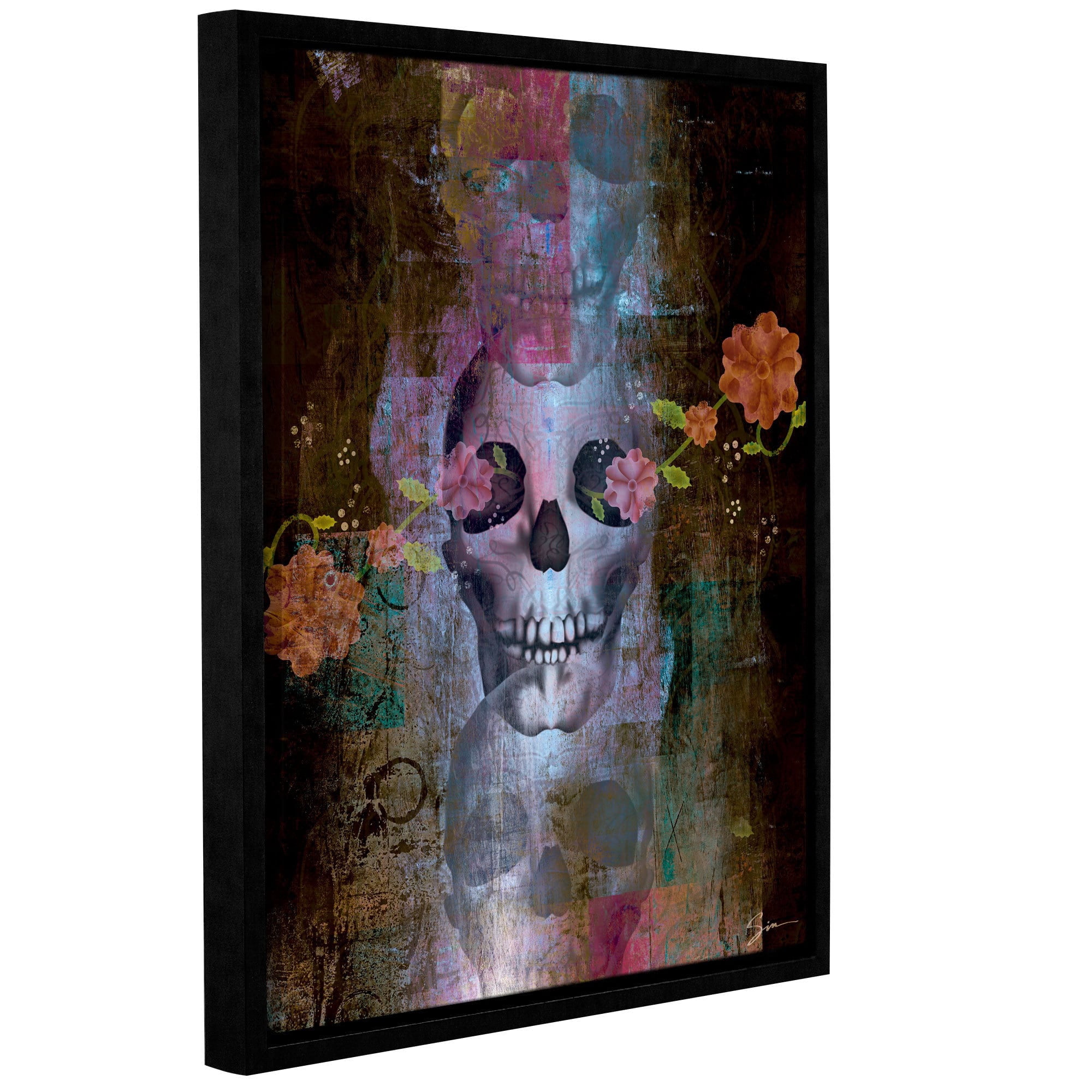 ArtWall Greg Simanson "Skull" Gallery-Wrapped Floater-Framed Canvas