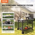 thumbnail image 2 of VEVOR Outdoor Grill Dining Cart with Double-Shelf, BBQ Movable Food Prep Table, Multifunctional Iron Table Top, Portable Modular Carts for Pizza Oven, Worktable with 2 Wheels, Carry Handle, Black, 2 of 9
