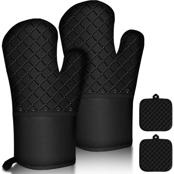 Waterproof Silicone Oven Gloves, Flexible And Heat Resistant Up To 500°F, Extra Long Wrist Guards For Complete Protection During Cooking And Baking, Easy To Clean Oven Mitts With Soft Lining