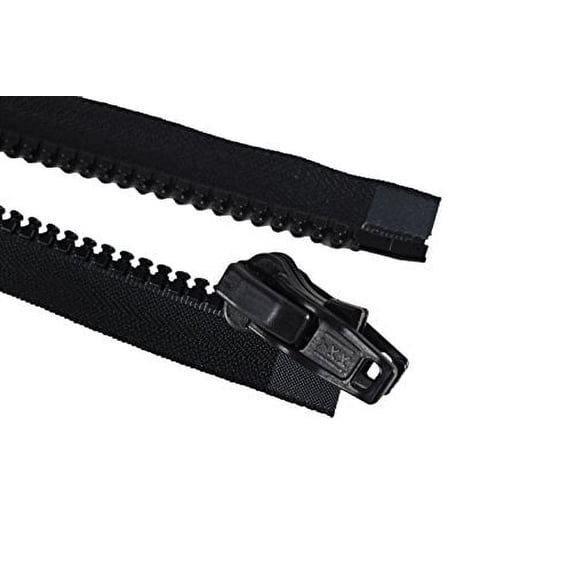 24" Vislon Zipper - YKK #10 Molded Extra-Heavy Separating -  Reversible Plastic Pull - 580 Black (1 Zipper/Pack)