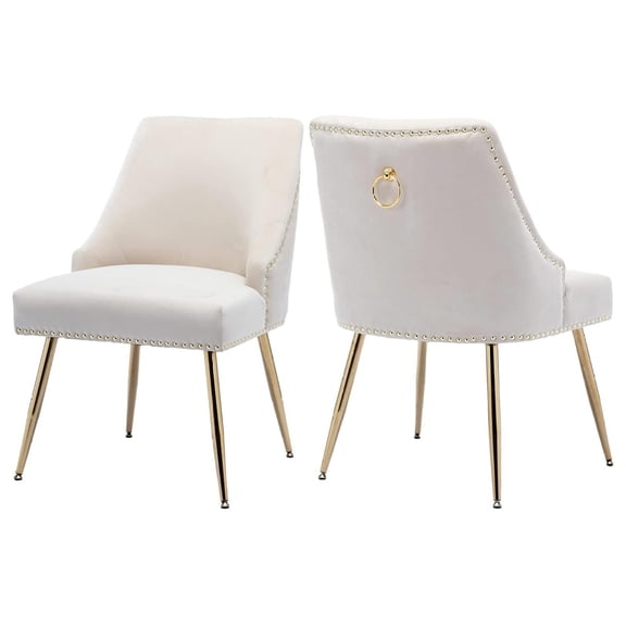 Dining Room Chairs Set of 2 Nailhead Back with Legs,Beige
