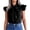 Black, variant on Fgnfyis T Shirts for Women Women's Summer Solid Color Ruffle Collar Bow Detail Short Sleeve Shirt Top Womens Tops Red XXL
