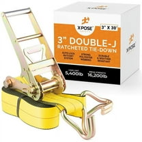 Ratchet Straps Heavy Duty - 3 Inch x 30 Foot Tie Down Straps Ratchet Operated with Double J Hooks - Ratcheting Moving Straps for Truck Bed and Car Cargo - Kayak and Motorcycle Tie Down Straps 1 Pack